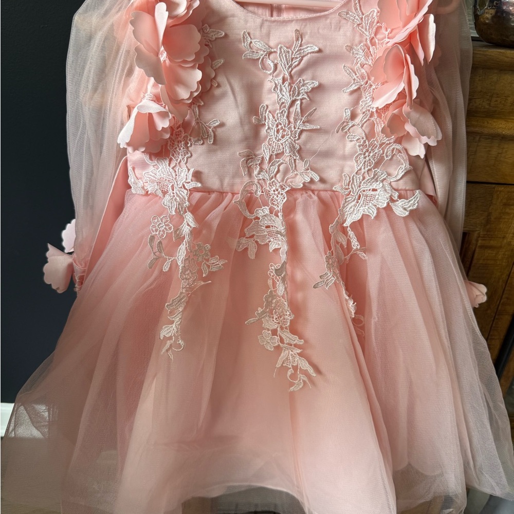 Boutique Pink Floral Lace Dress